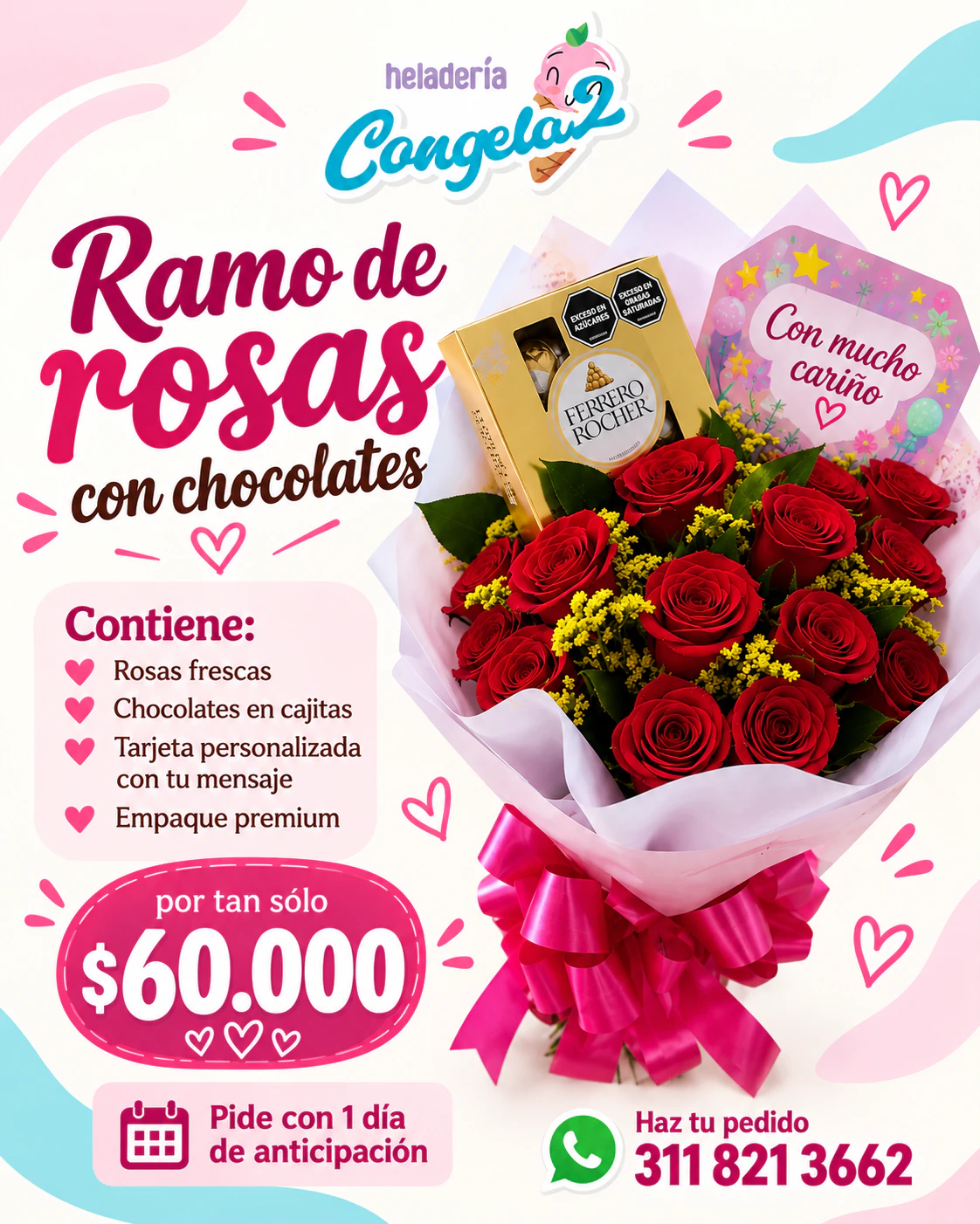 Rosas de Villa de Leyva, detalle de Heladería Congela2 en Tunja