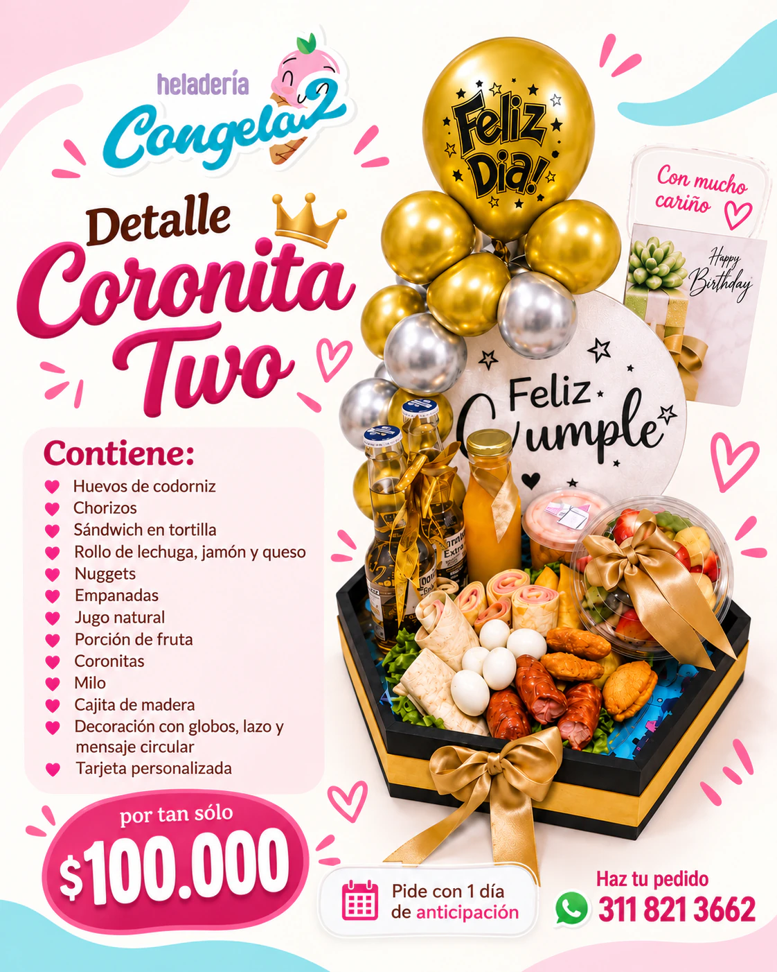 Coronita Dorada, detalle de Heladería Congela2 en Tunja